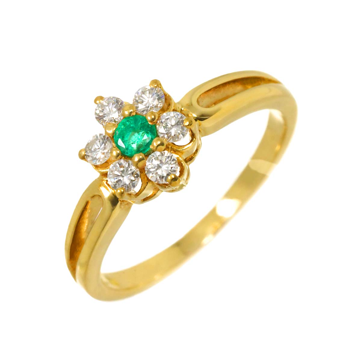 Emerald 0.12ct Diamond 0.24ct Ring 18K YG 750 Size6.75(US) Ring 18K YG 750 Size6.75(US)