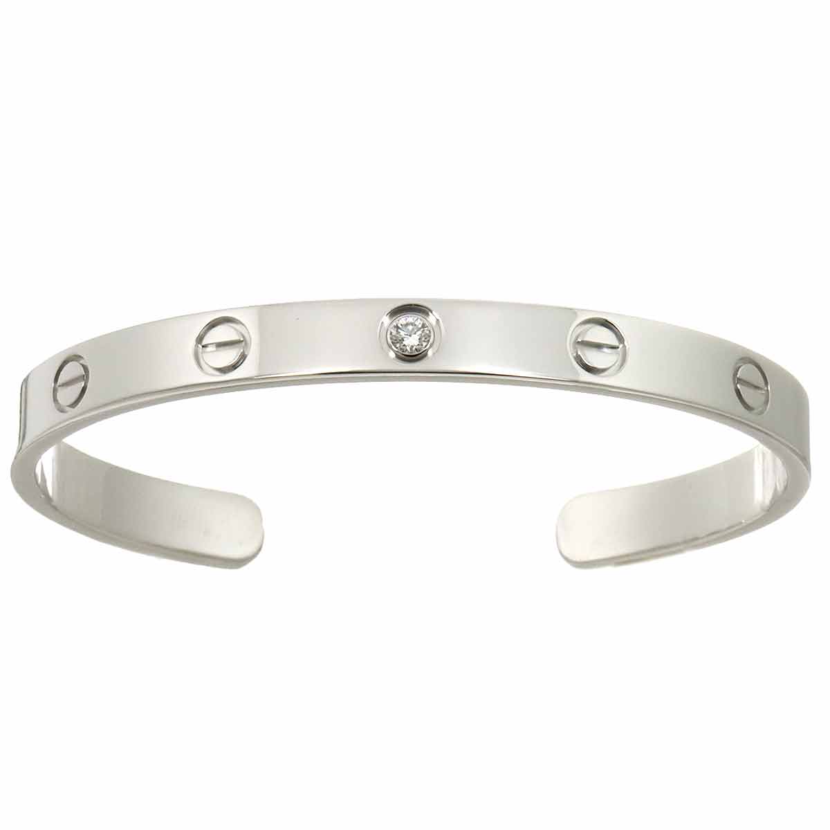 Love Bracelet Open Diamond 1P Bangle 18K WG 750 Size17