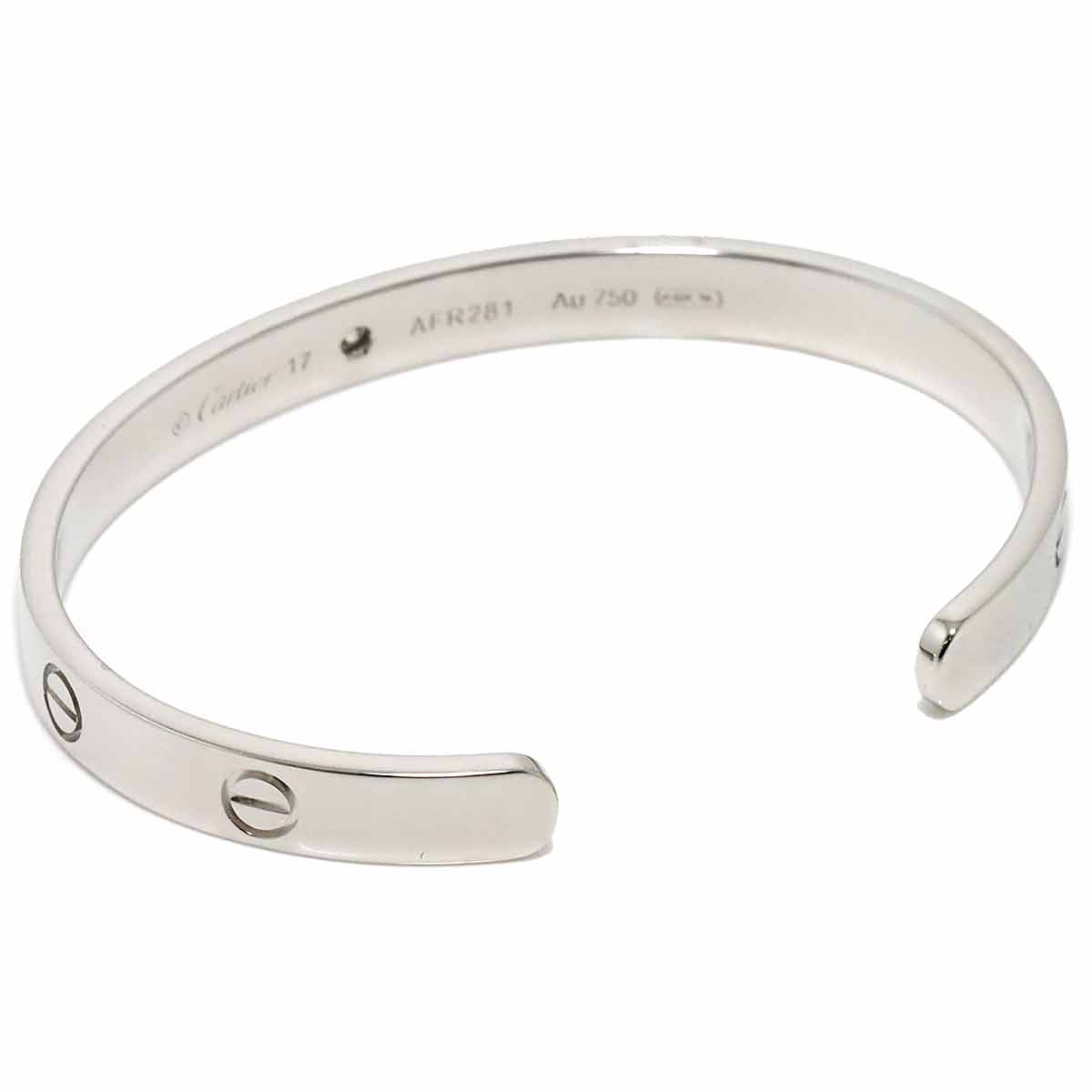 Love Bracelet Open Diamond 1P Bangle 18K WG 750 Size17