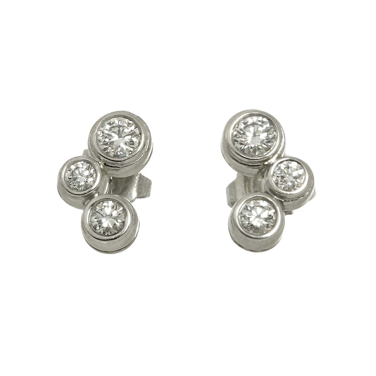 Bubble Diamond Earrings Pierced Pt