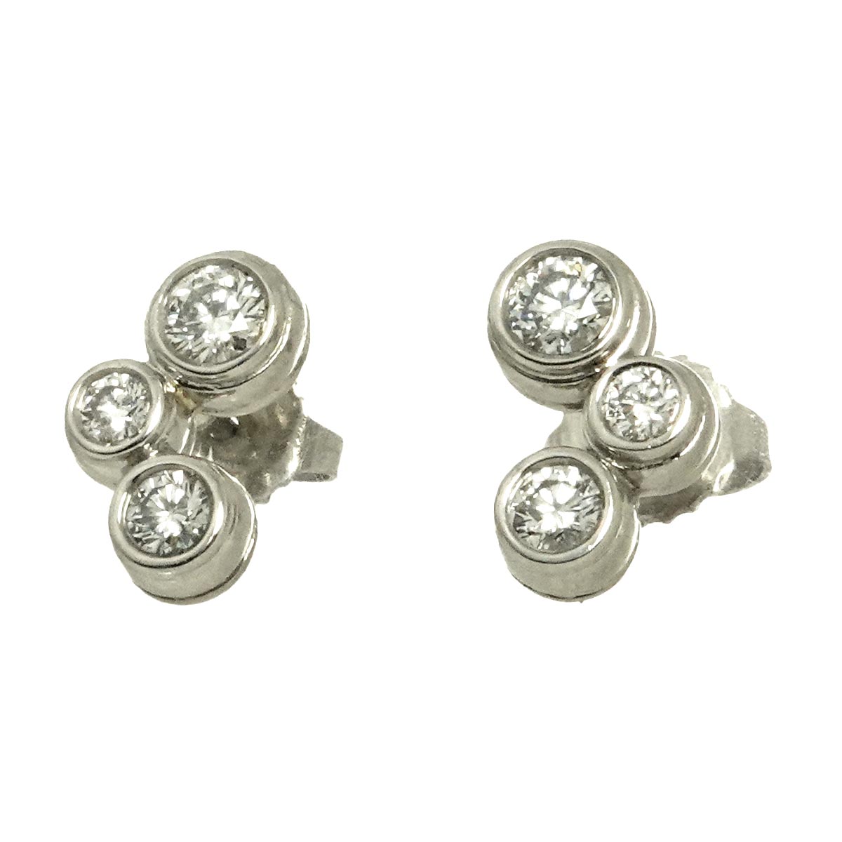Bubble Diamond Earrings Pierced Pt