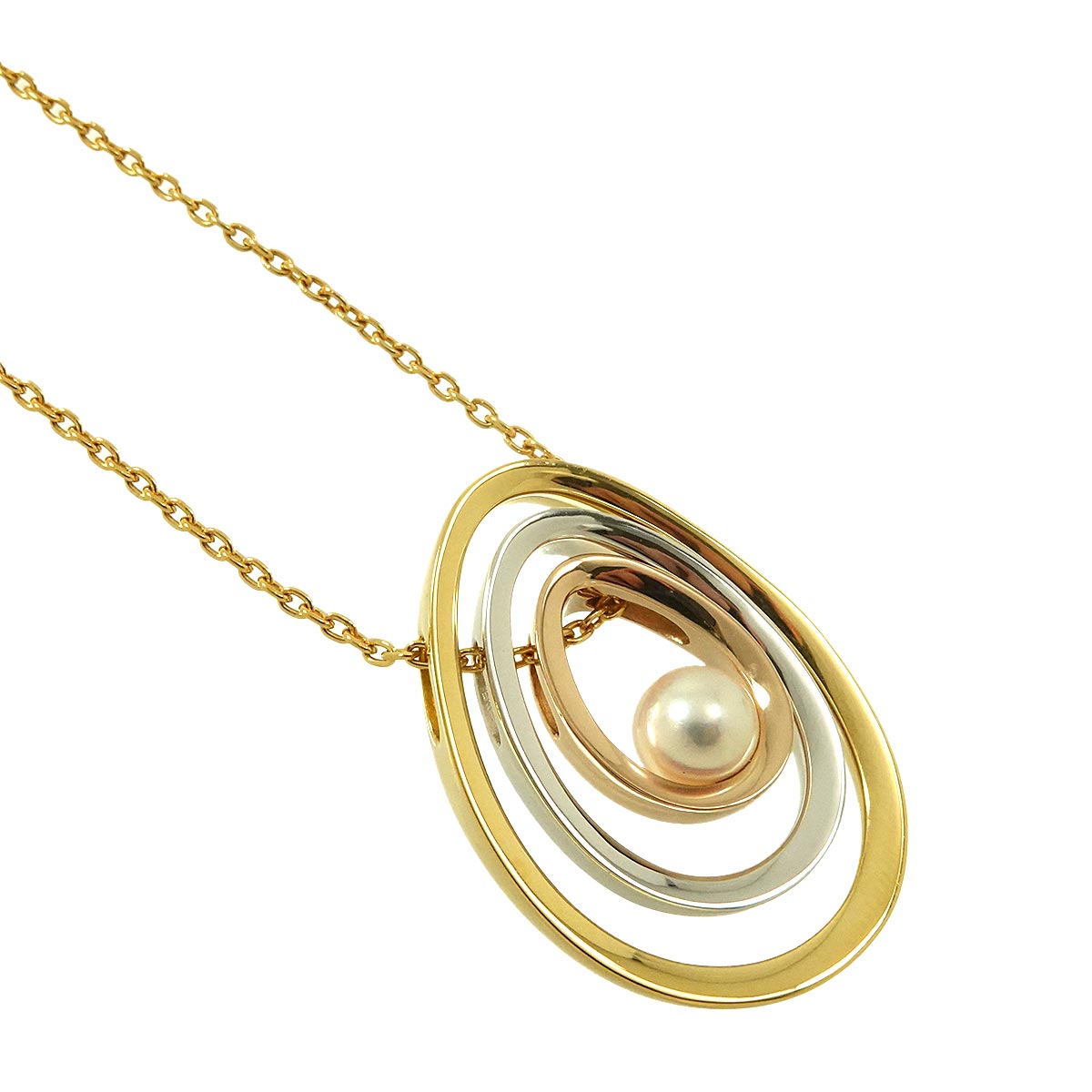 Akoya Pearl 6.6mm Necklace 18K YG PG WG 750