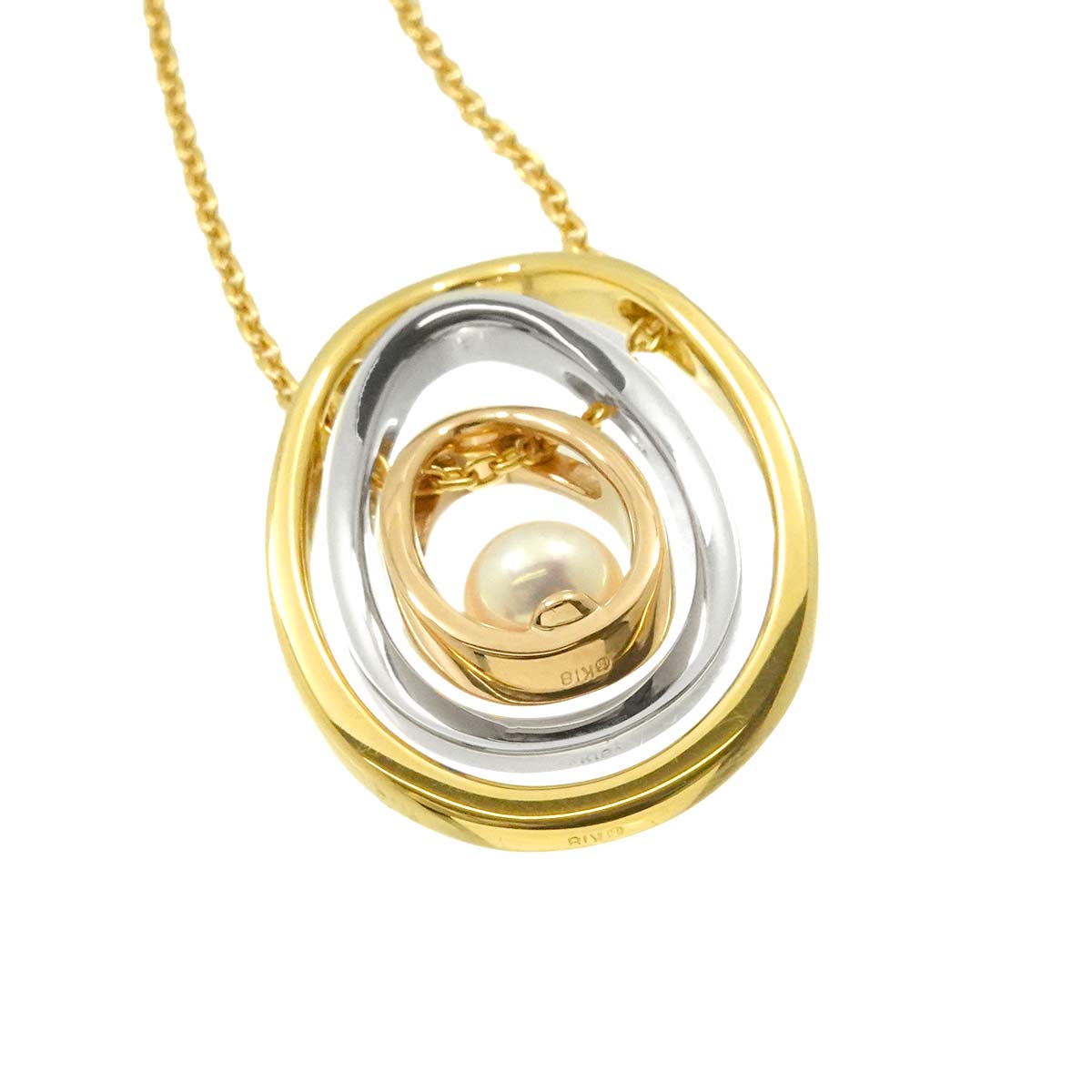 Akoya Pearl 6.6mm Necklace 18K YG PG WG 750