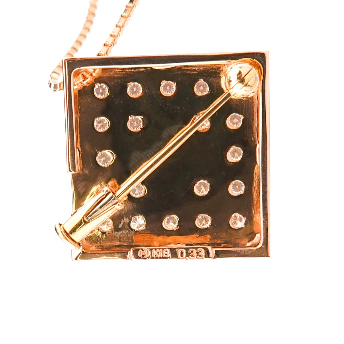 Akoya Pearl 7.4mm Diamond 0.33ct Necklace Brooch 18K PG 750