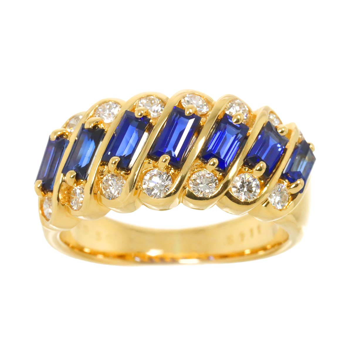 Sapphire 1.11ct Diamond 0.50ct Ring 18K YG 750 Size5.5-5.75(US)