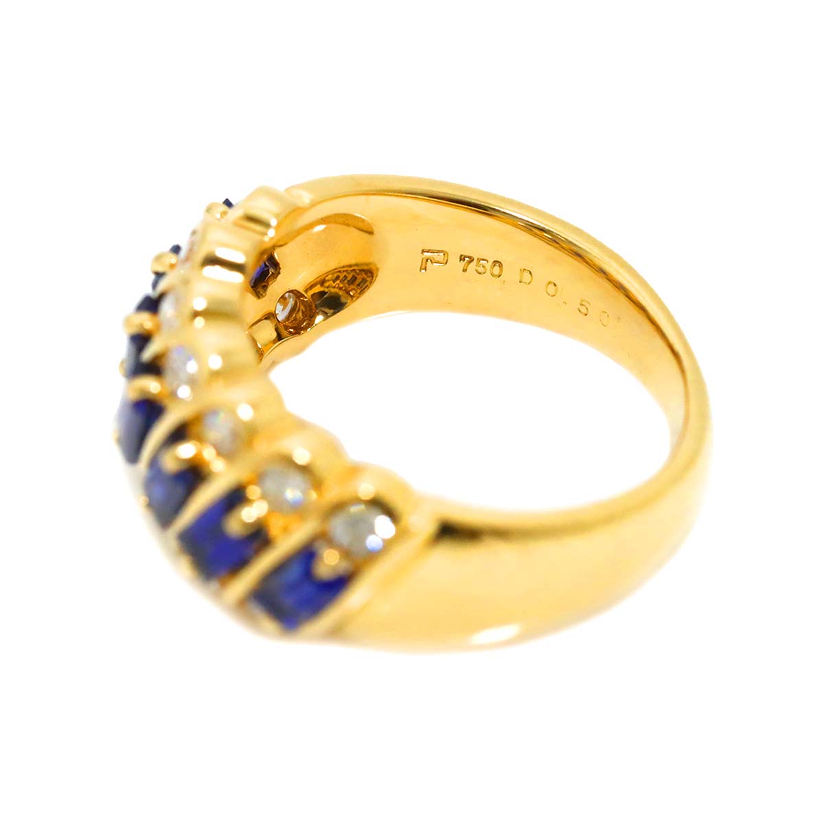 Sapphire 1.11ct Diamond 0.50ct Ring 18K YG 750 Size5.5-5.75(US)