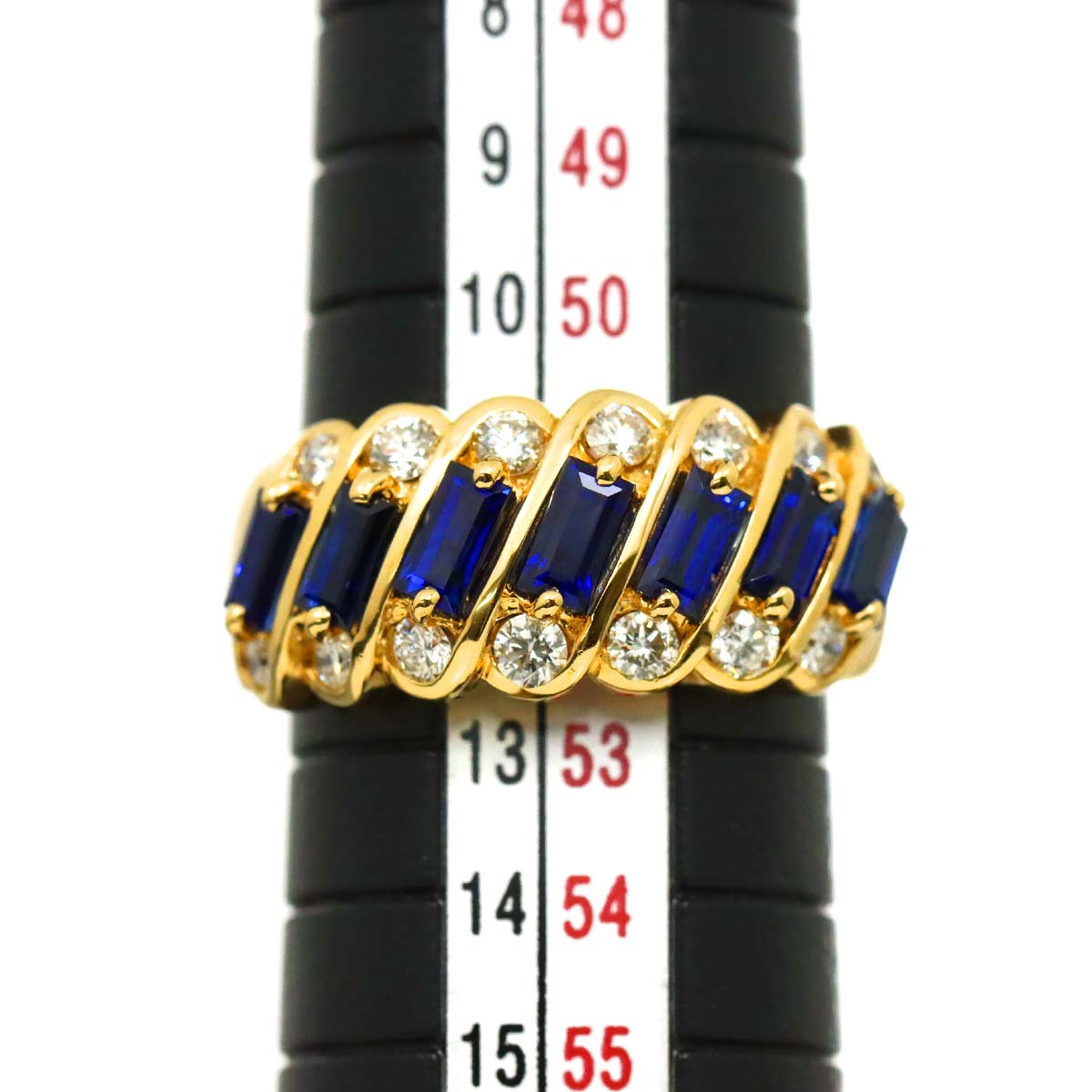 Sapphire 1.11ct Diamond 0.50ct Ring 18K YG 750 Size5.5-5.75(US)