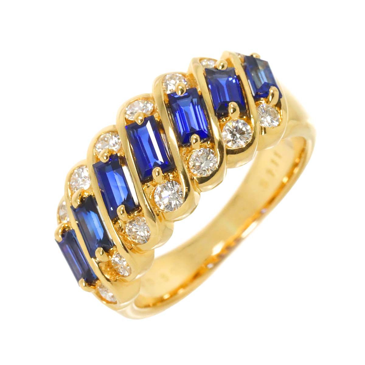 Sapphire 1.11ct Diamond 0.50ct Ring 18K YG 750 Size5.5-5.75(US)