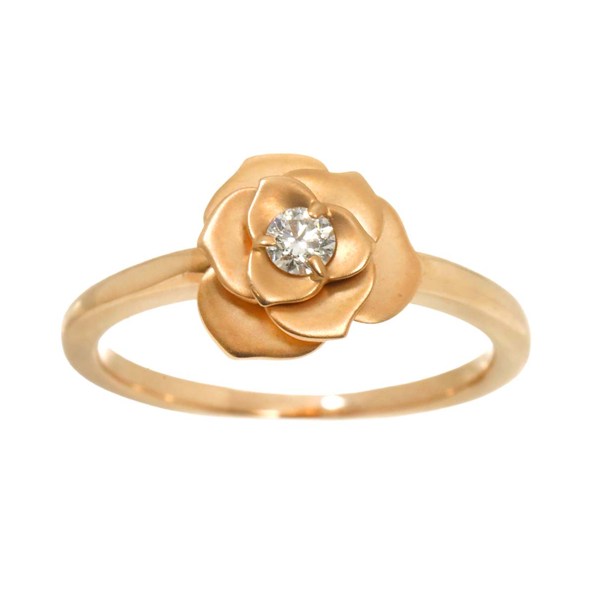 Diamond 0.09ct Ring 18K PG Pink Gold 750 Size5.5-5.75(US)