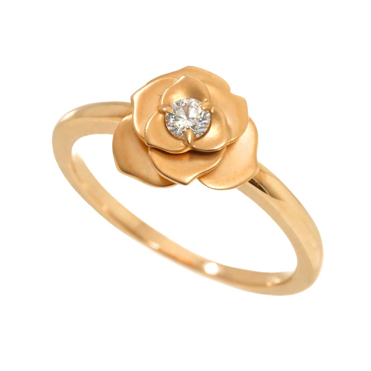 Diamond 0.09ct Ring 18K PG Pink Gold 750 Size5.5-5.75(US)