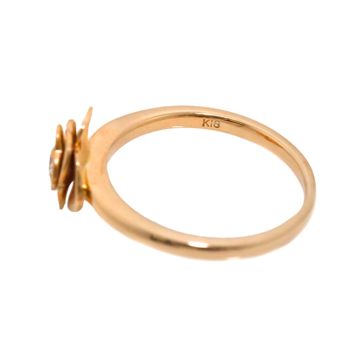 Diamond 0.09ct Ring 18K PG Pink Gold 750 Size5.5-5.75(US)