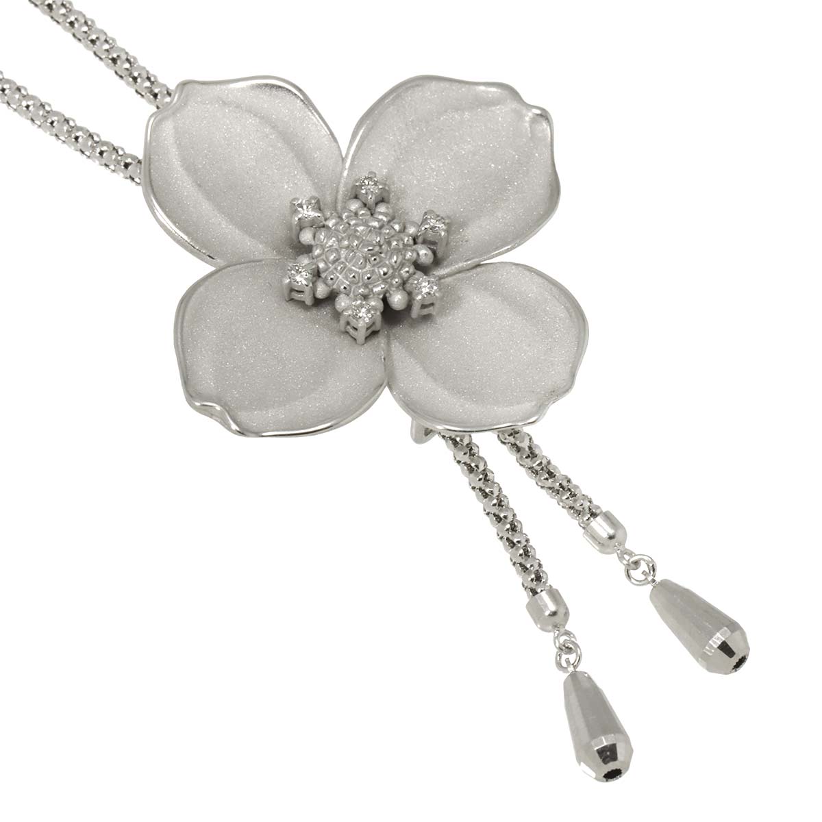 Diamond 0.12ct Necklace 18K WG White Gold 750