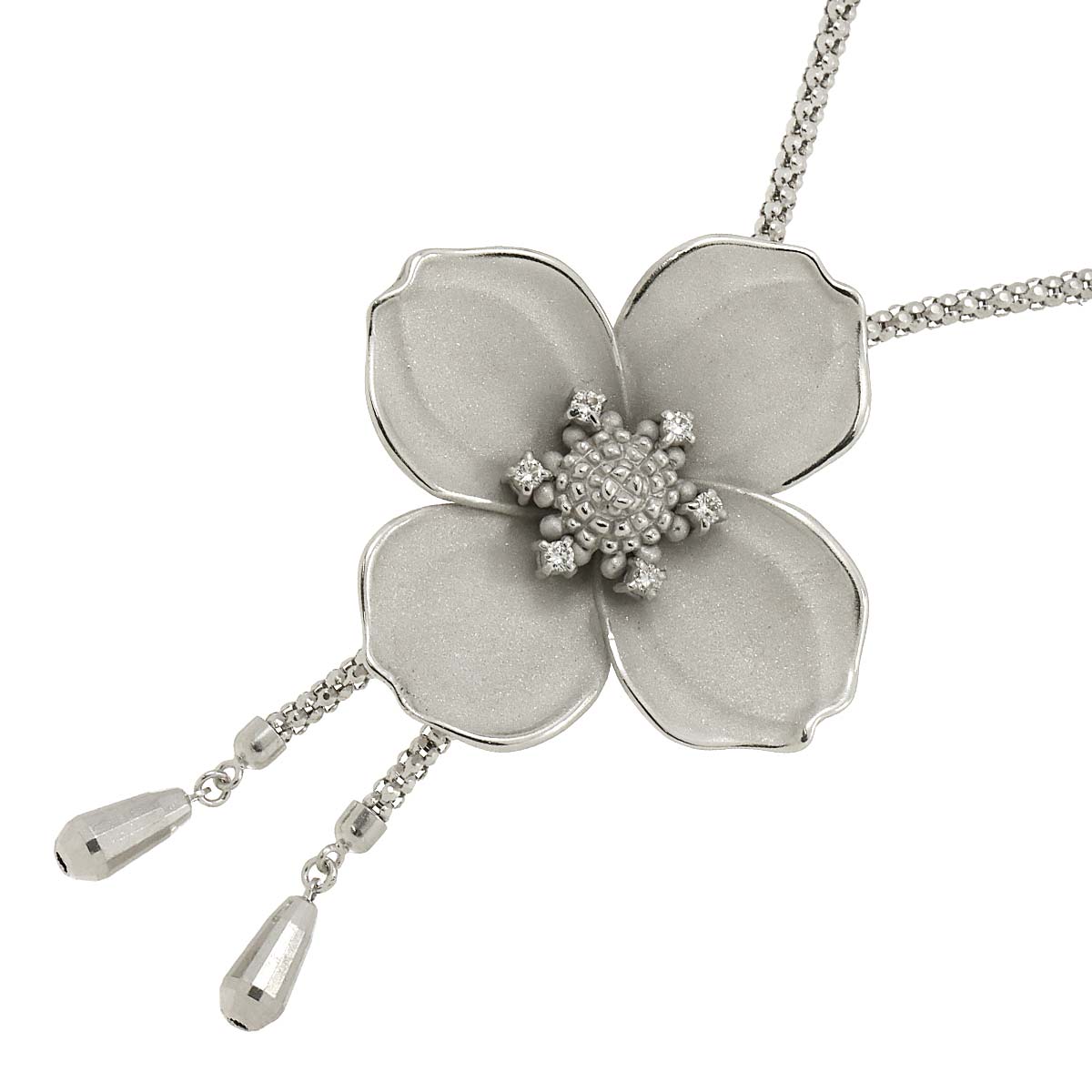 Diamond 0.12ct Necklace 18K WG White Gold 750