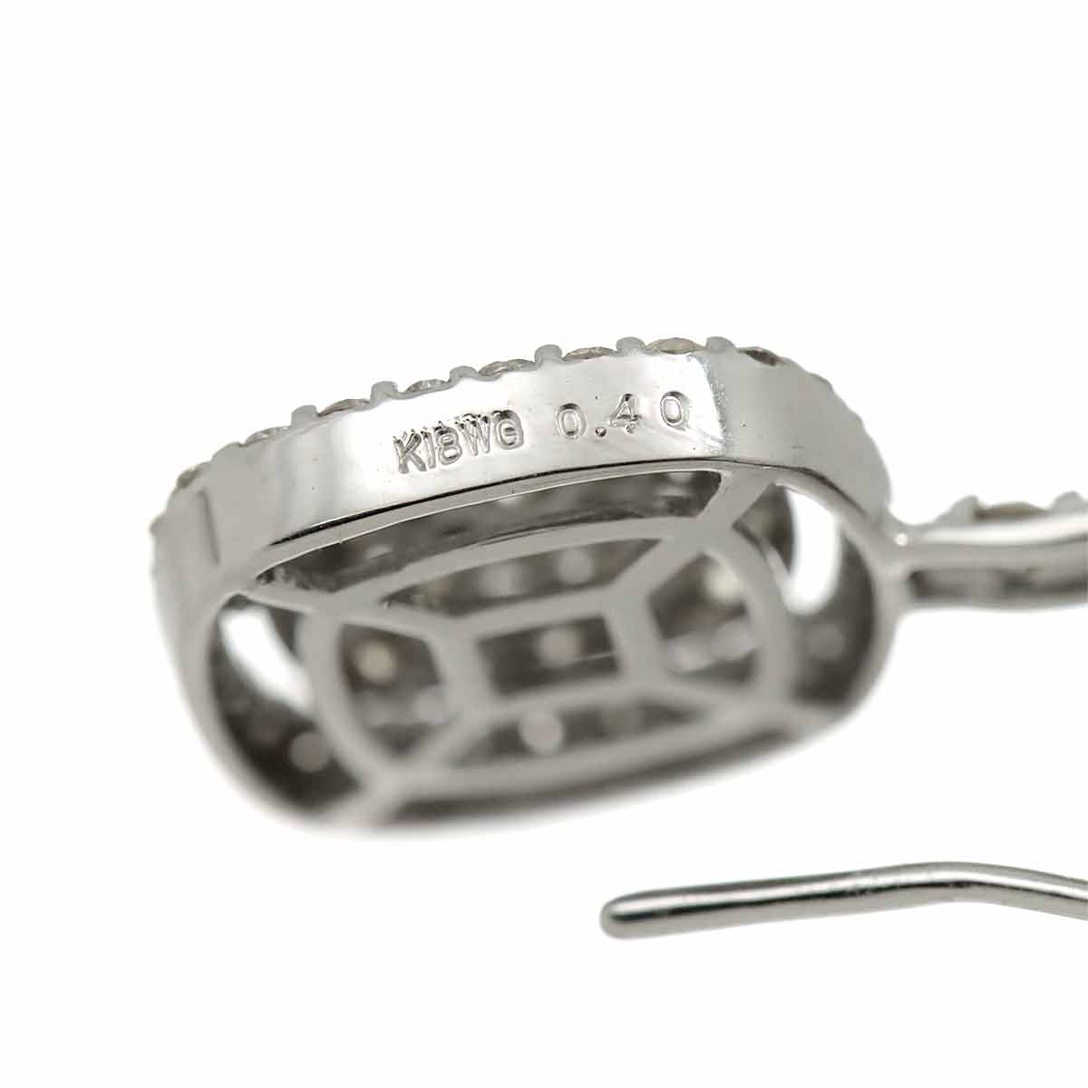 Diamond 0.40ct/0.40ct Earrings Pierced 18K K18 WG 750