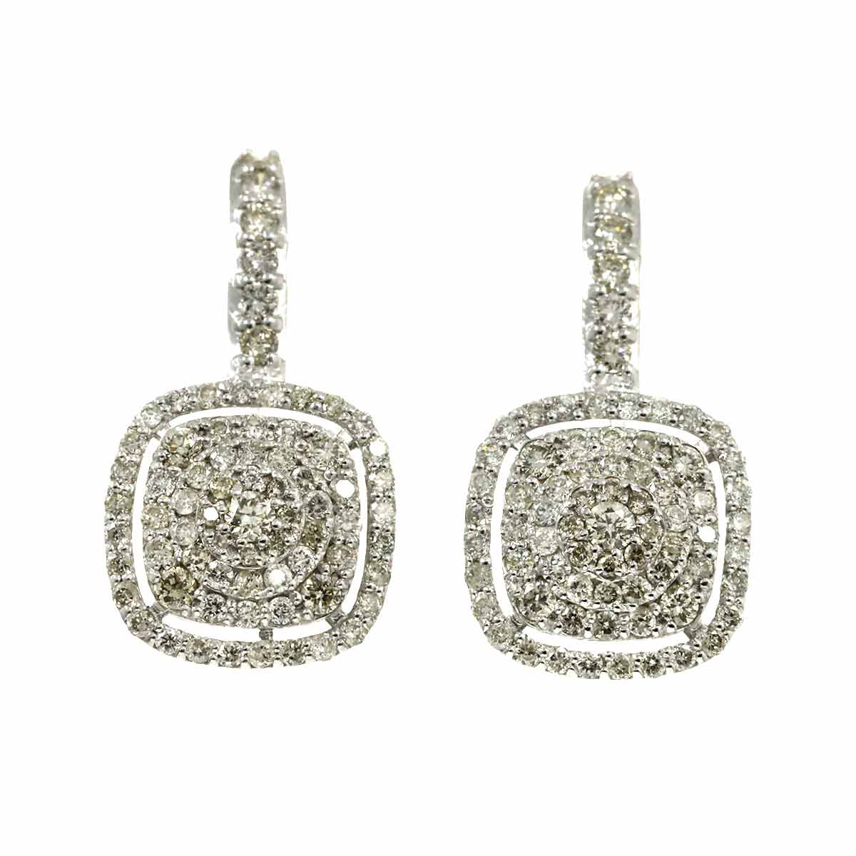 Diamond 0.40ct/0.40ct Earrings Pierced 18K K18 WG 750