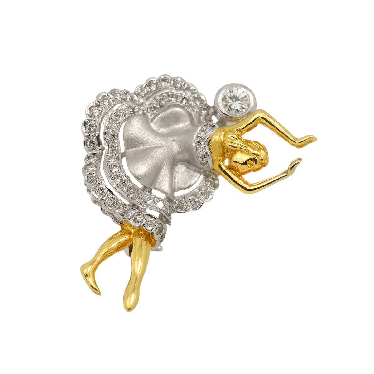 Diamond Brooch 18K WG White Gold 750