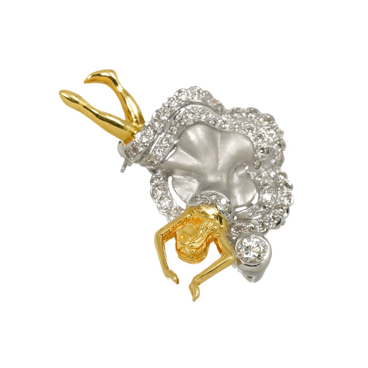 Diamond Brooch 18K WG White Gold 750