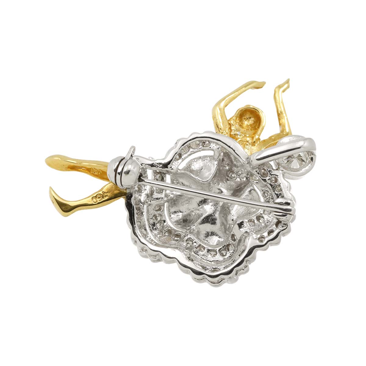 Diamond Brooch 18K WG White Gold 750