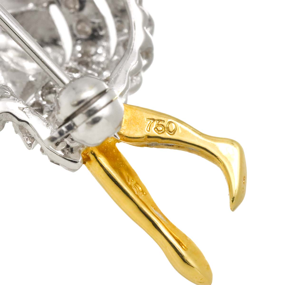 Diamond Brooch 18K WG White Gold 750