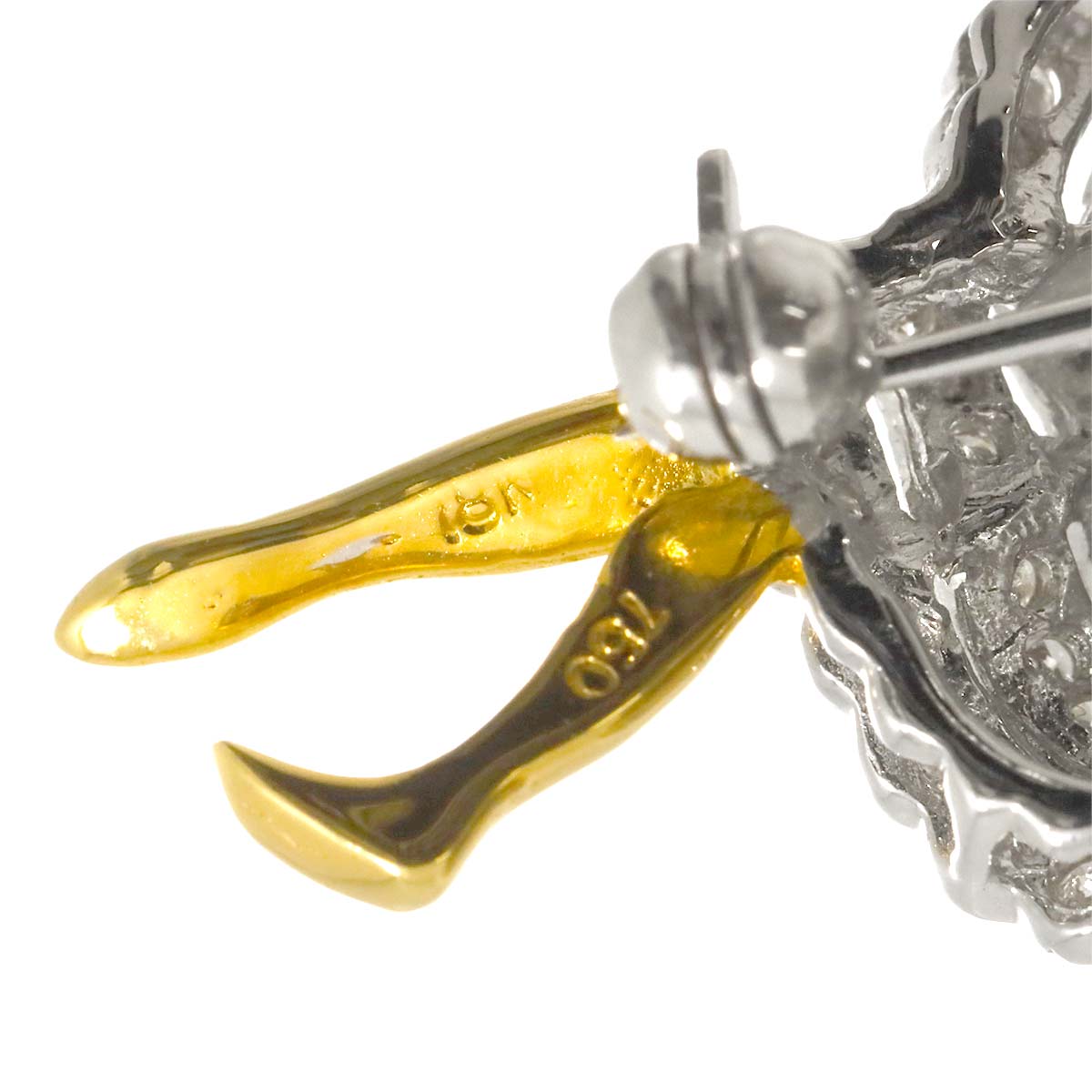 Diamond Brooch 18K WG White Gold 750