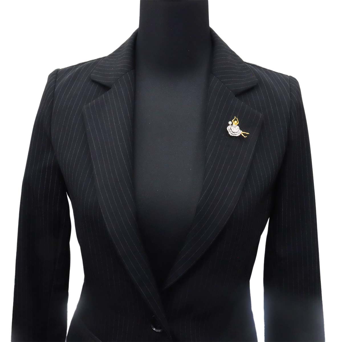 Diamond Brooch 18K WG White Gold 750