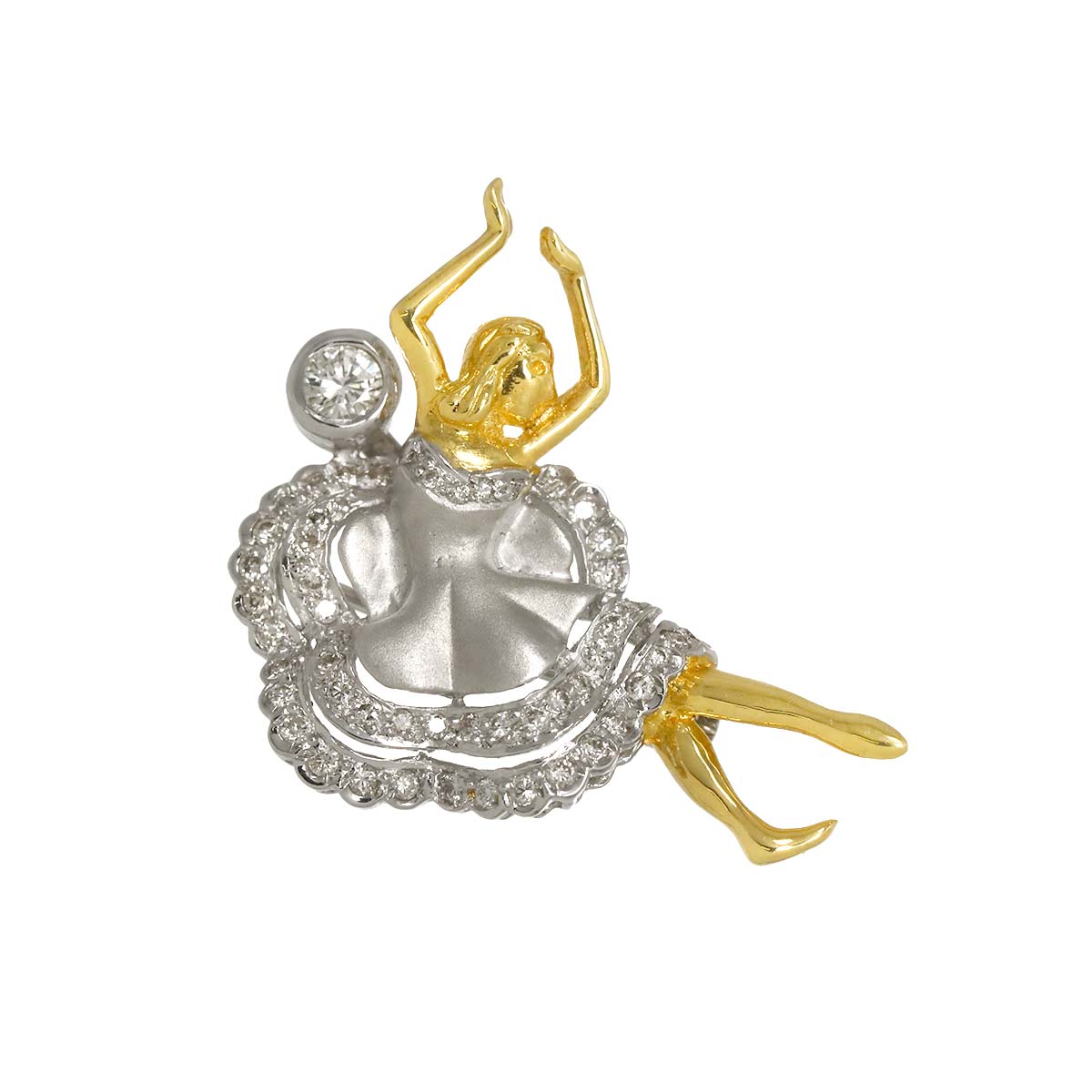 Diamond Brooch 18K WG White Gold 750
