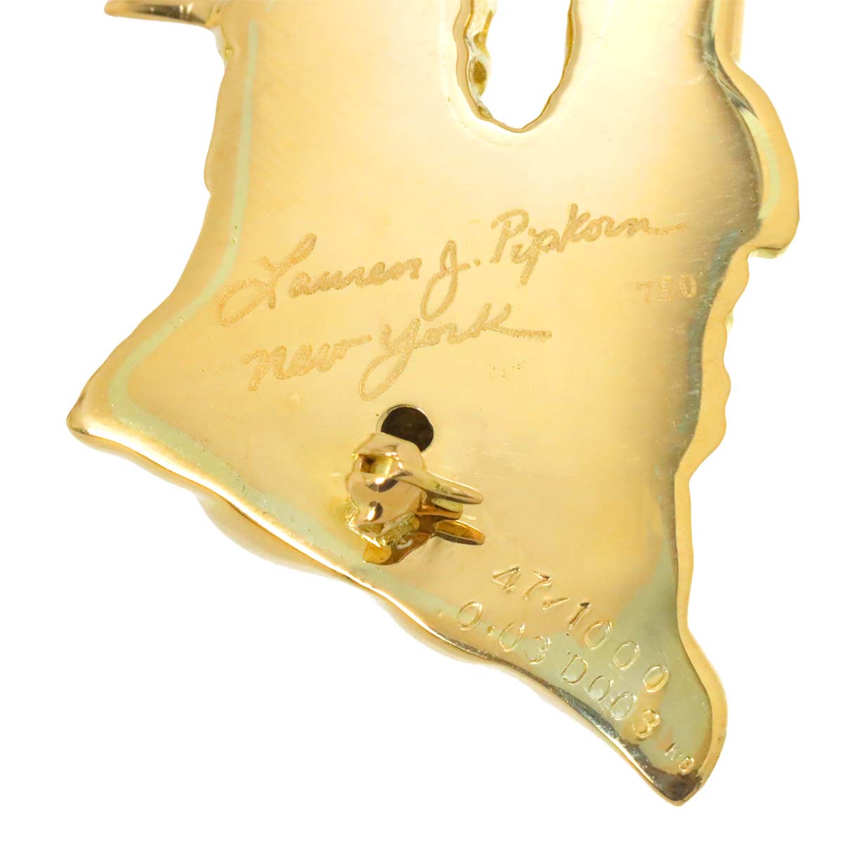 Diamond 0.03ct Ruby 0.03ct Brooch 18K YG Yellow Gold 750