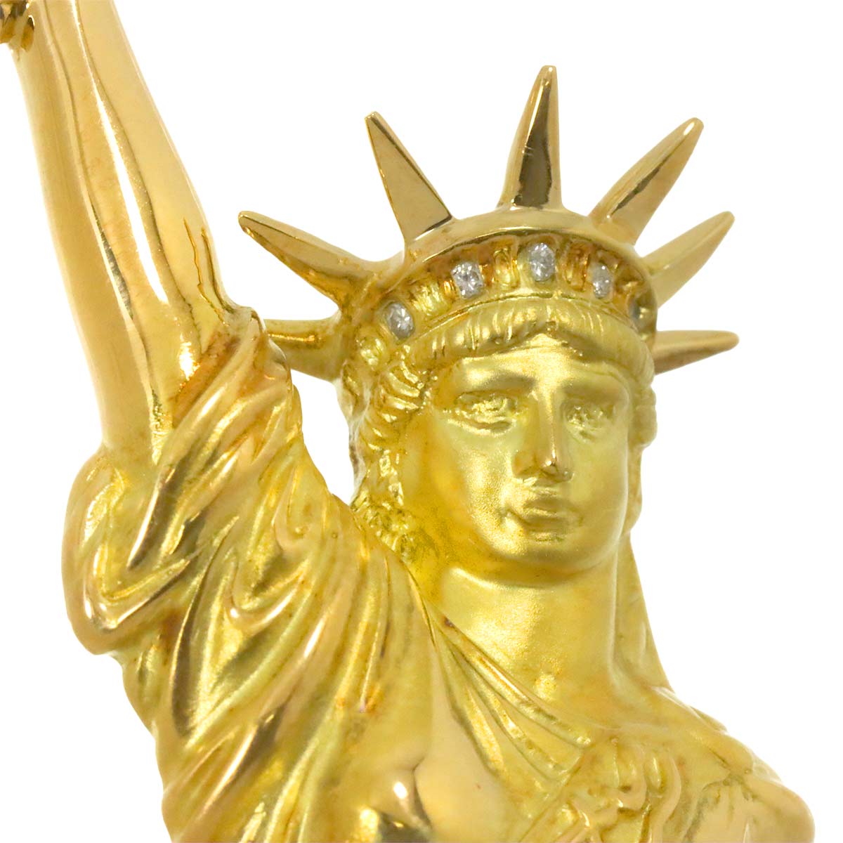 Diamond 0.03ct Ruby 0.03ct Brooch 18K YG Yellow Gold 750