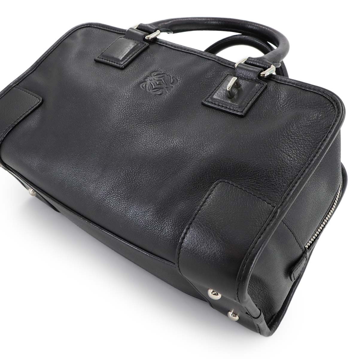 Amazona 28 Hand Bag Leather Black Anagram Purse