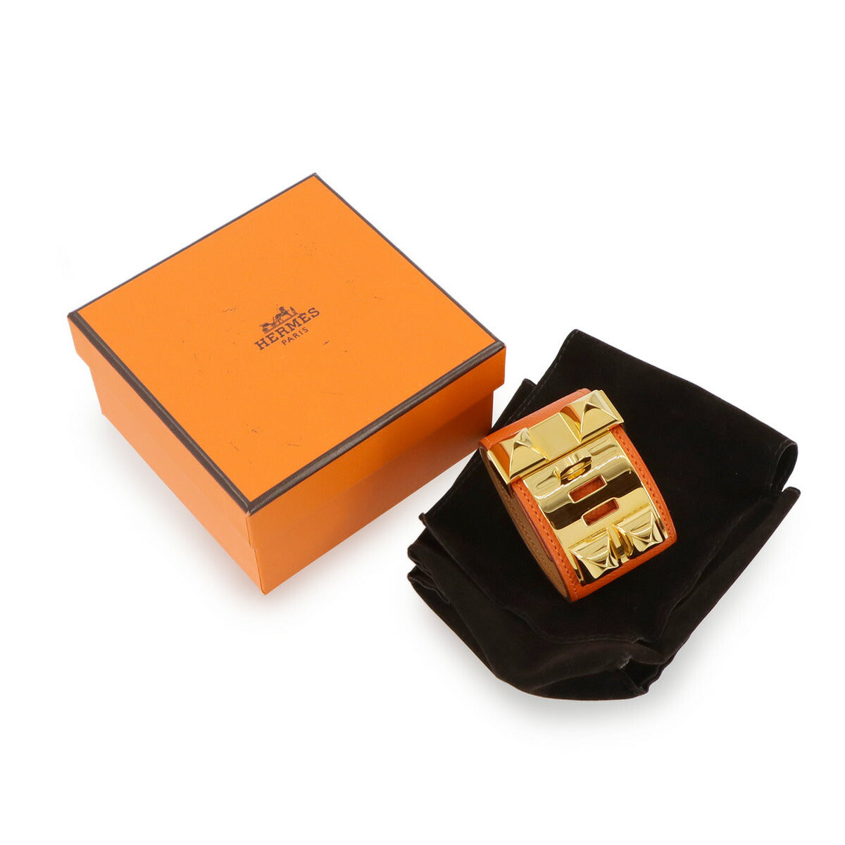 Collier De Chien Bangle Veau Epsom Orange Poppy Bracelet