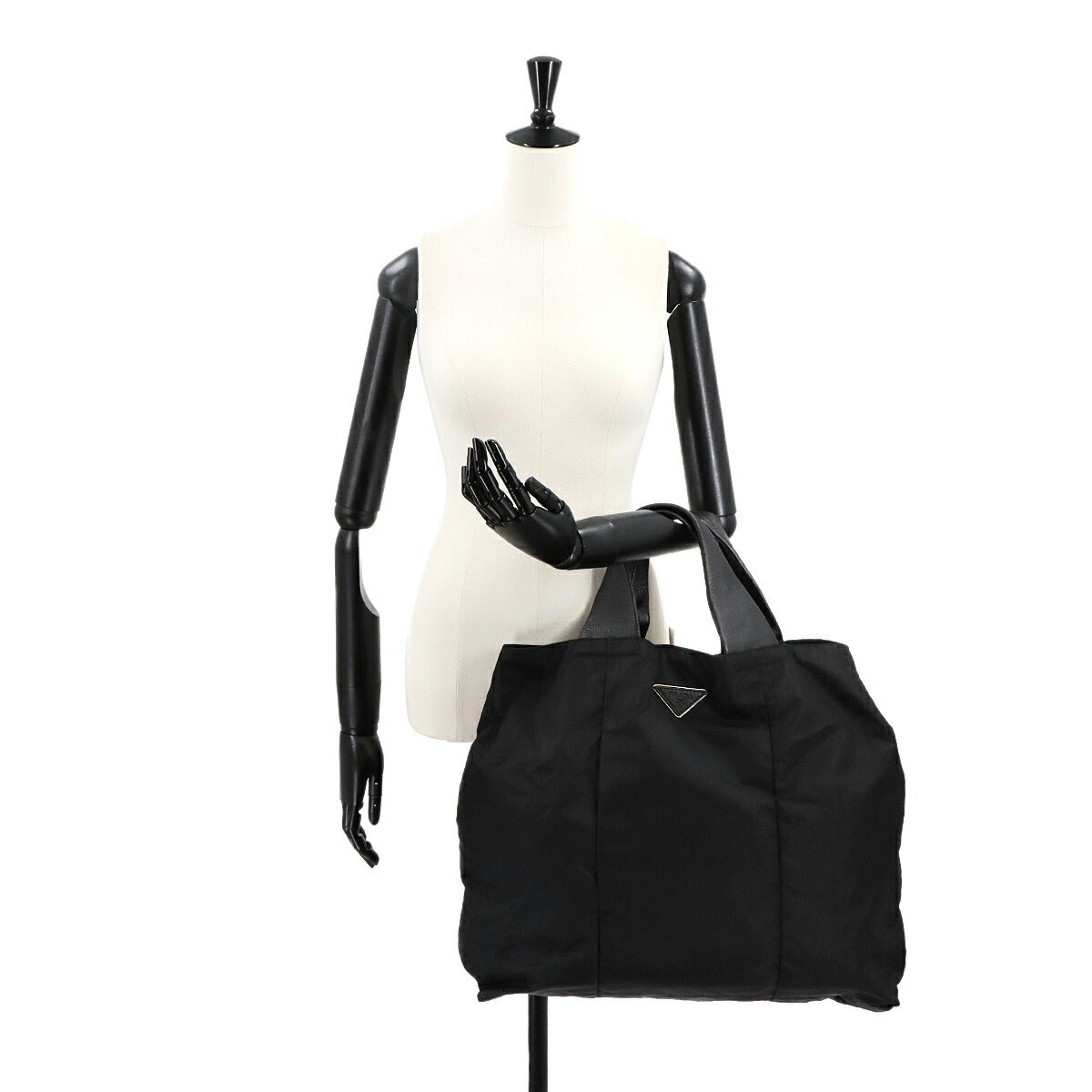 Tote Bag Nylon Leather Nero Black VA0677 Purse