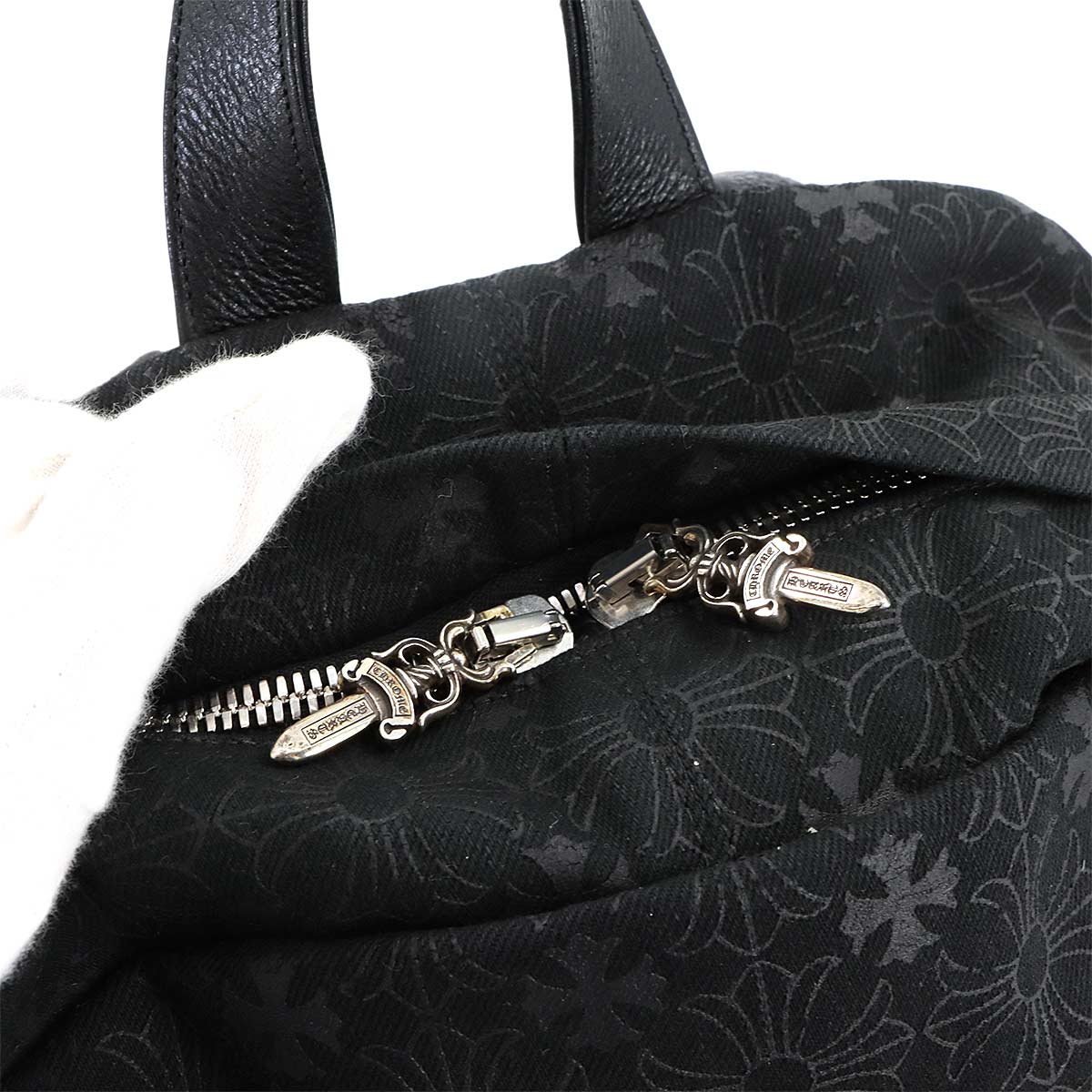 7th Grade CH Plus Backpack Denim Leather Black Purse