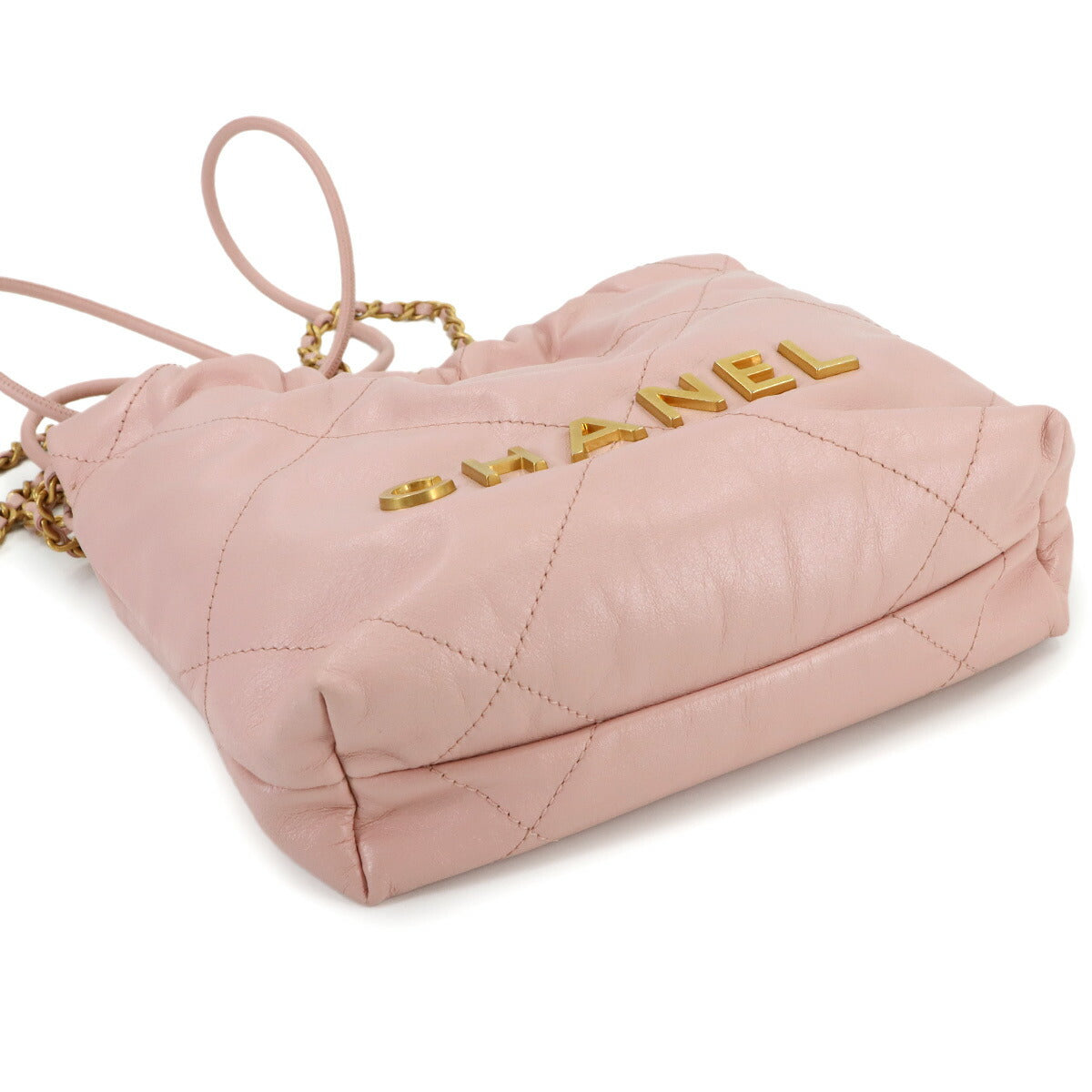 22 Mini Chain Hand Shoulder Bag Leather Pink AS3980 Purse