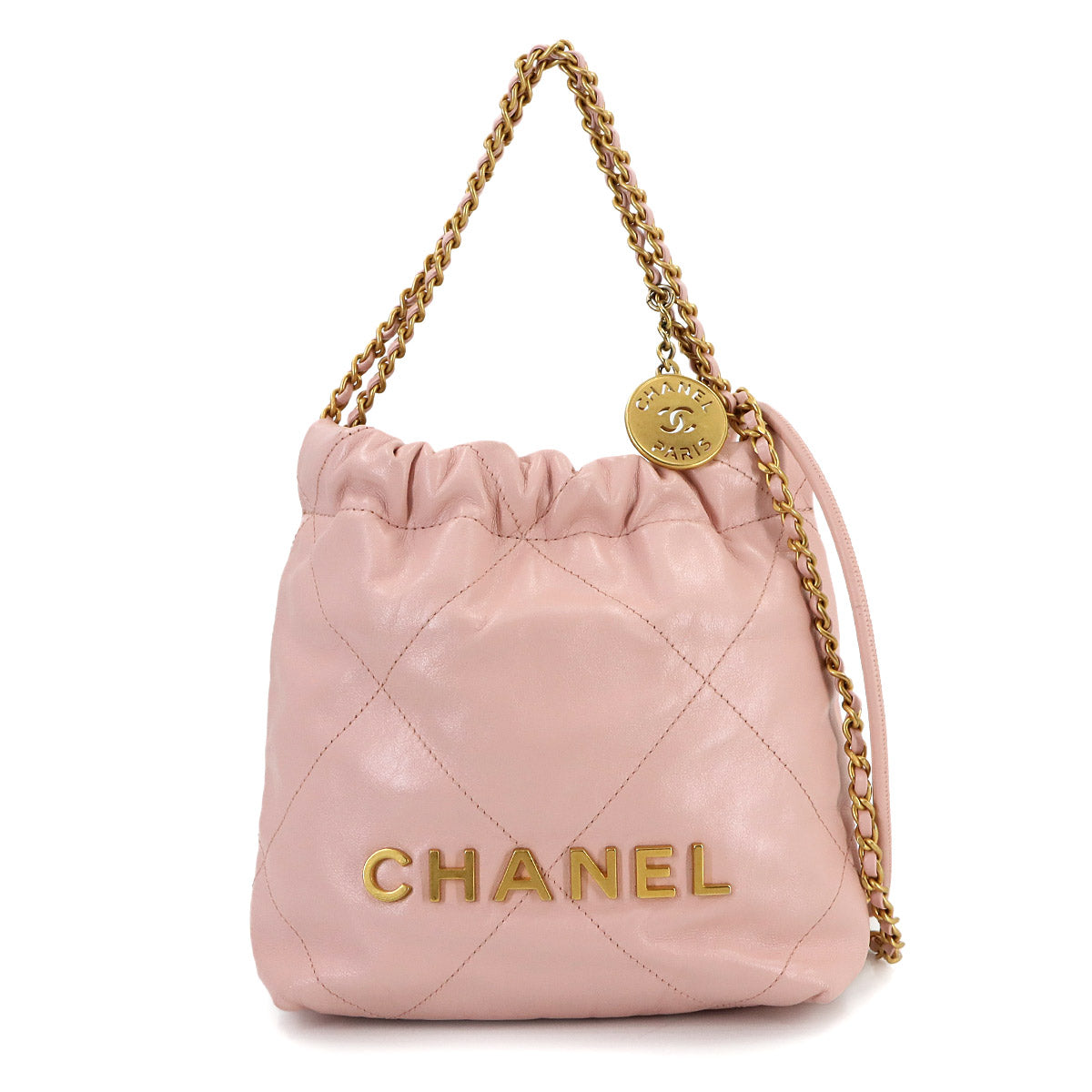 22 Mini Chain Hand Shoulder Bag Leather Pink AS3980 Purse