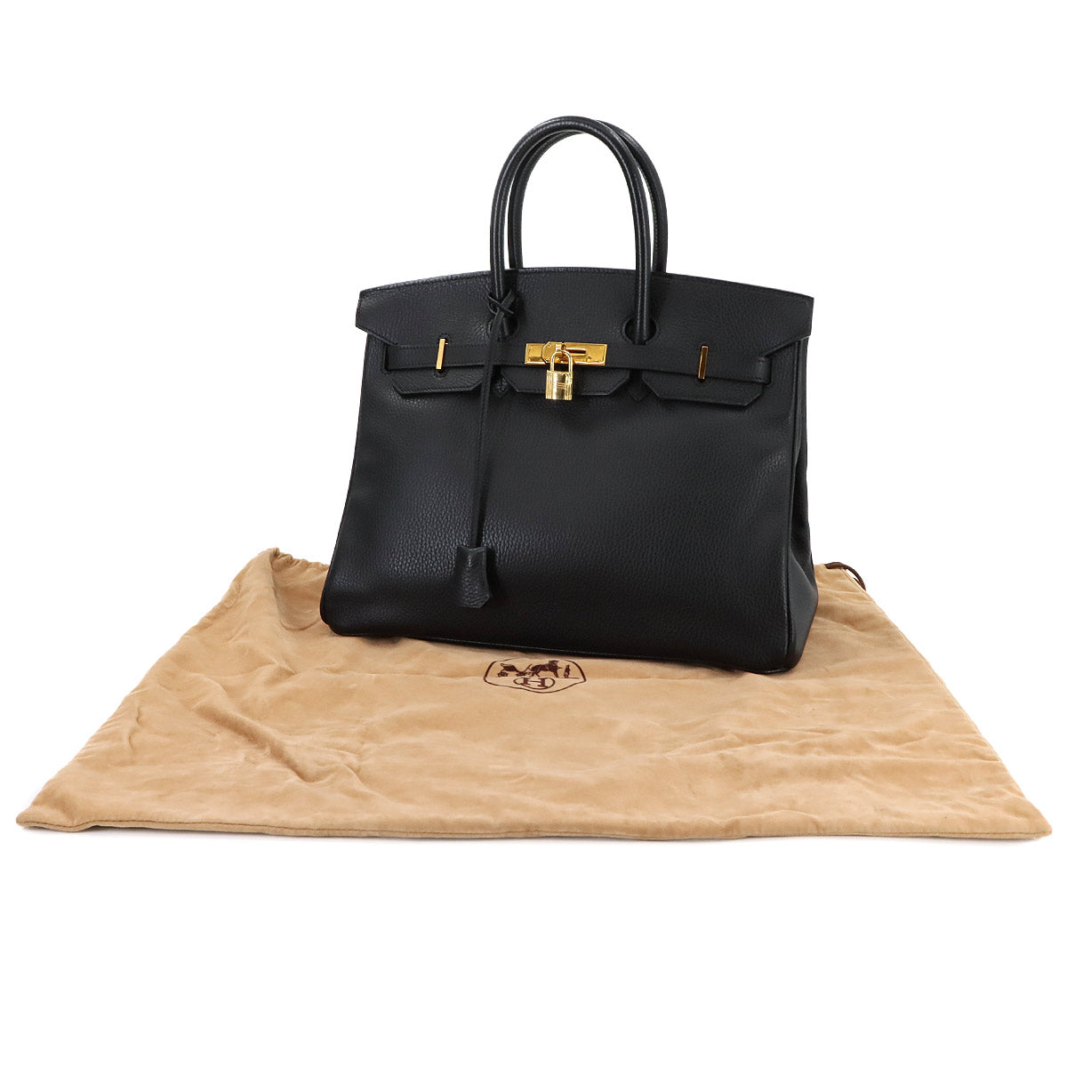 Birkin 35 Ardennes Leather Black Hand Bag Vintage Purse