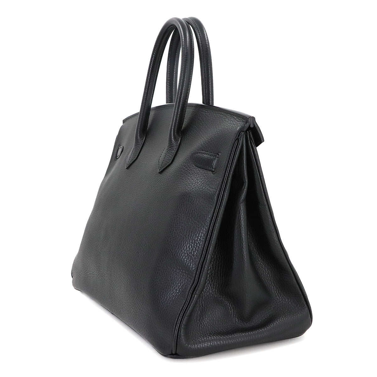 Birkin 35 Ardennes Leather Black Hand Bag Vintage Purse