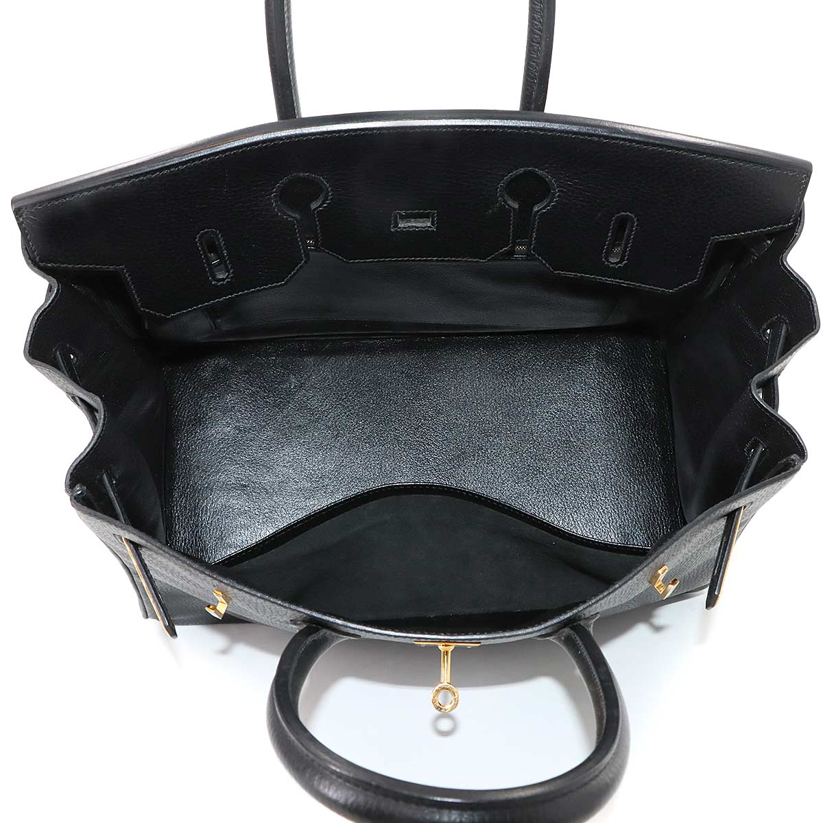 Birkin 35 Ardennes Leather Black Hand Bag Vintage Purse