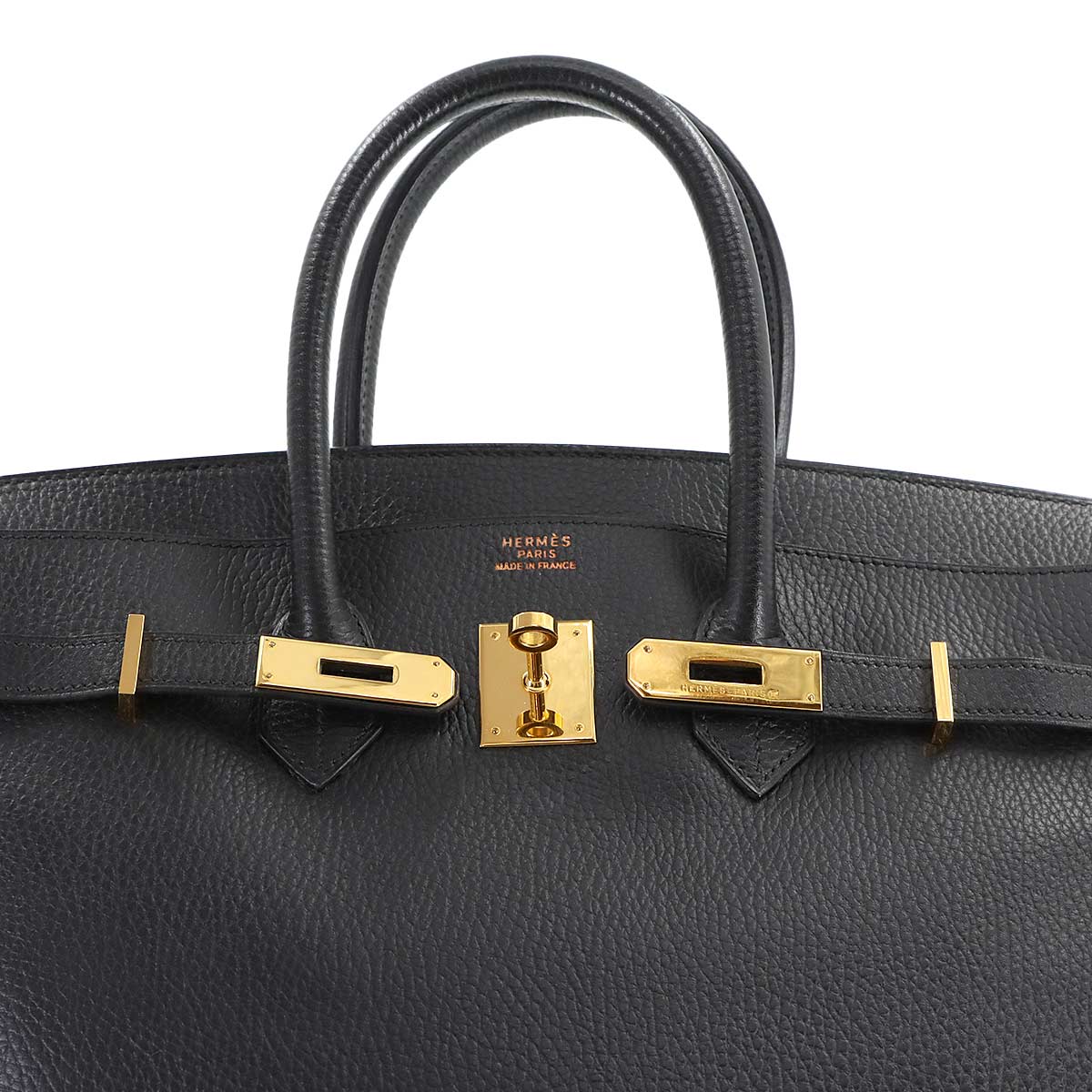 Birkin 35 Ardennes Leather Black Hand Bag Vintage Purse