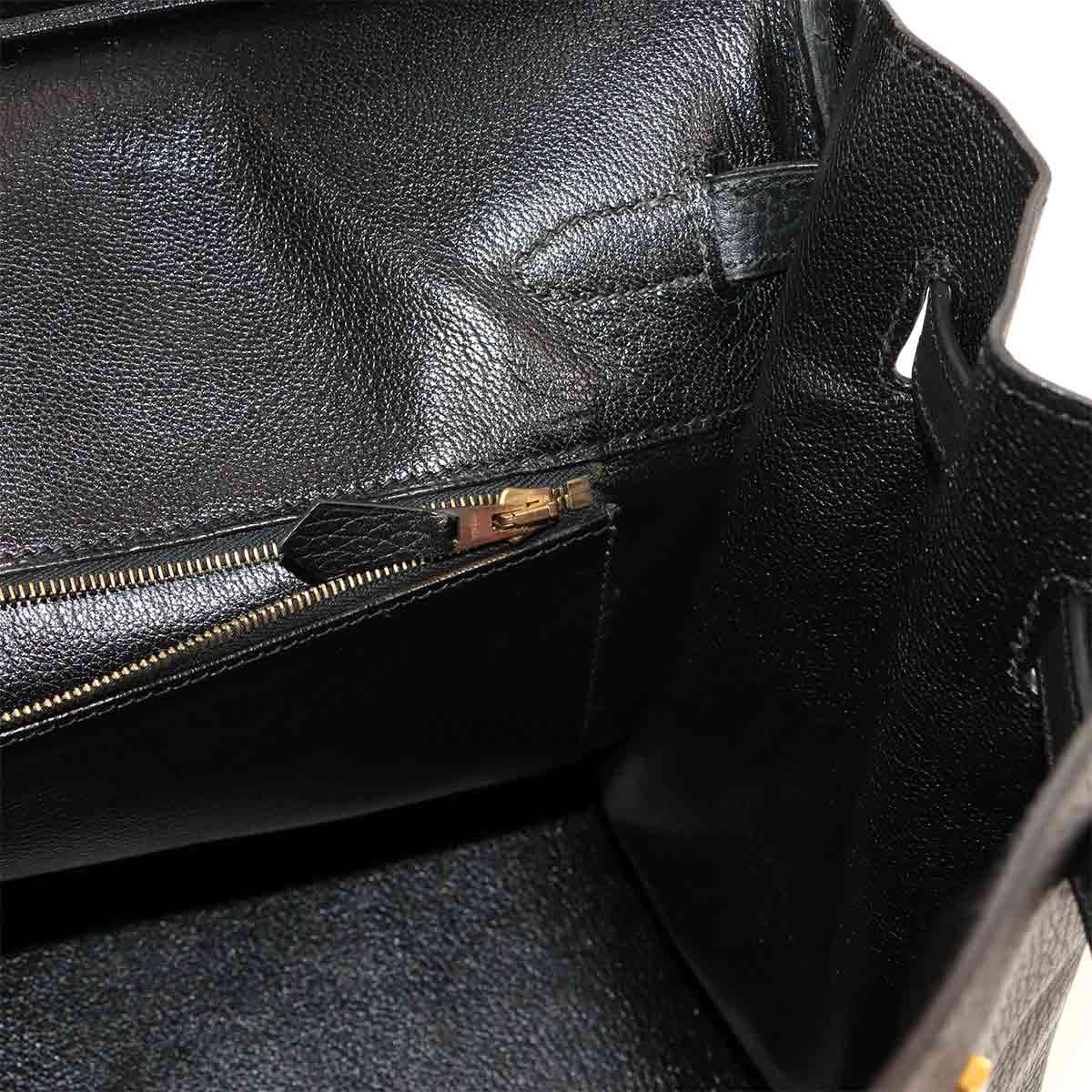 Birkin 35 Ardennes Leather Black Hand Bag Vintage Purse