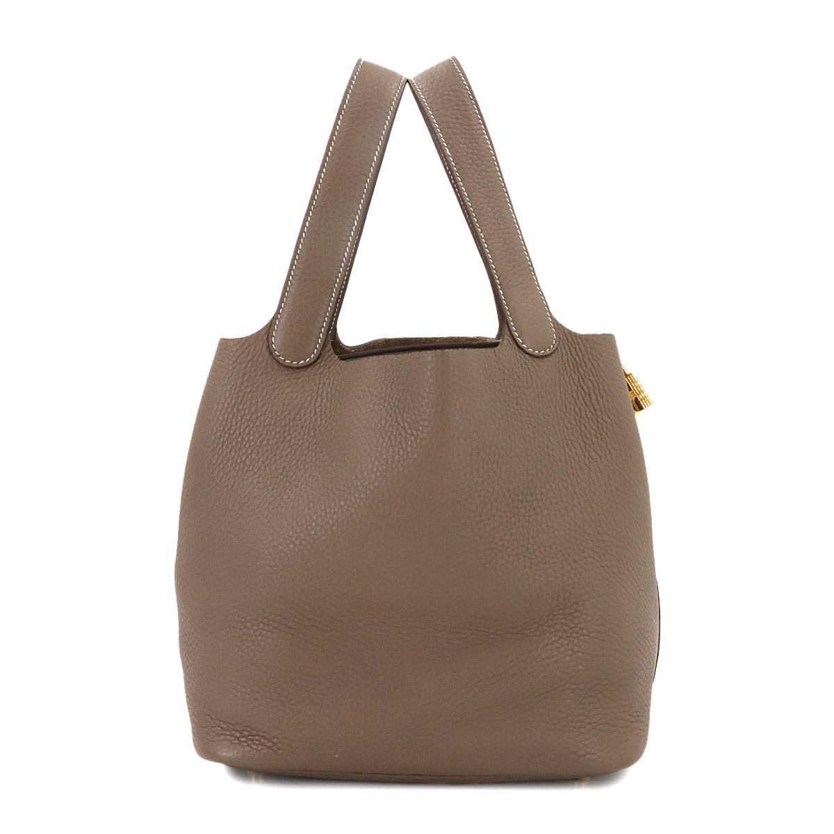 Picotin Lock MM Hand Bag Taurillon Clemence Etoupe Purse