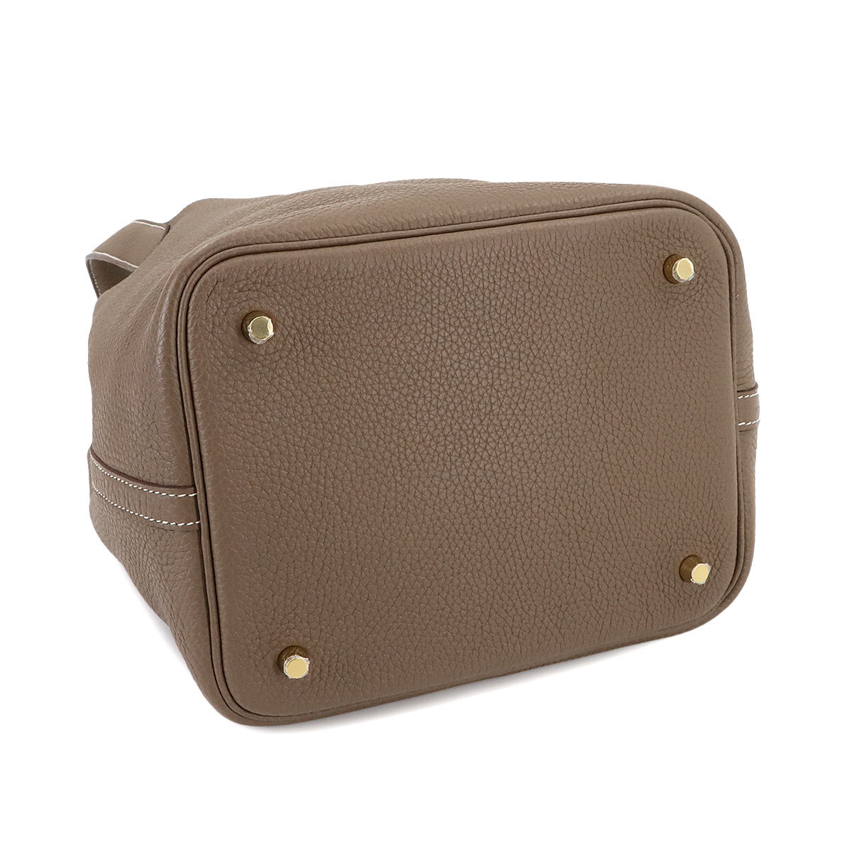 Picotin Lock MM Hand Bag Taurillon Clemence Etoupe Purse