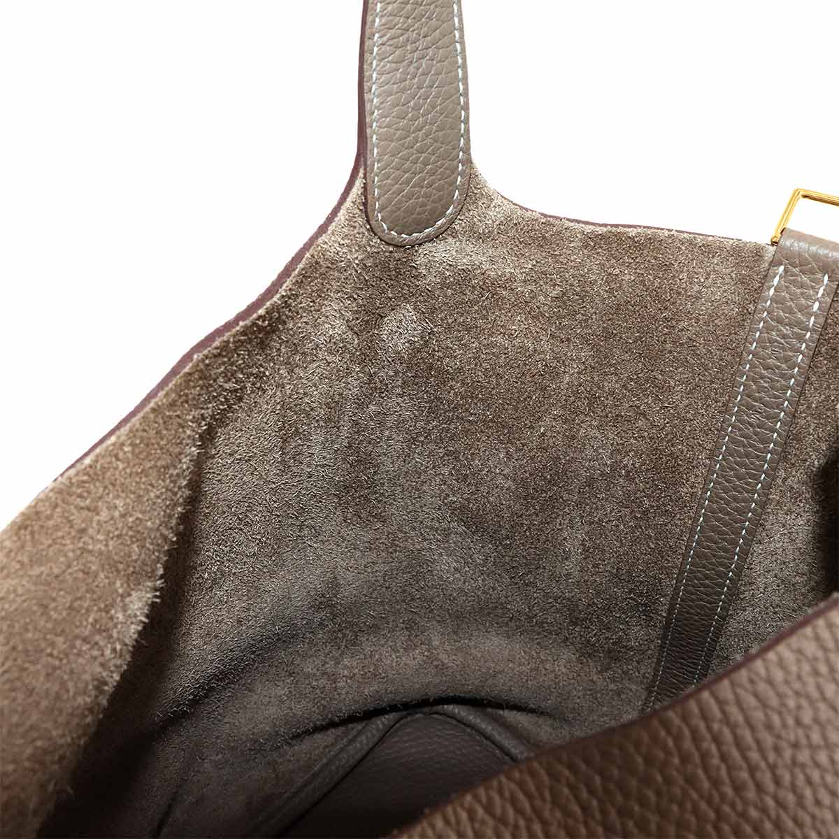 Picotin Lock MM Hand Bag Taurillon Clemence Etoupe Purse