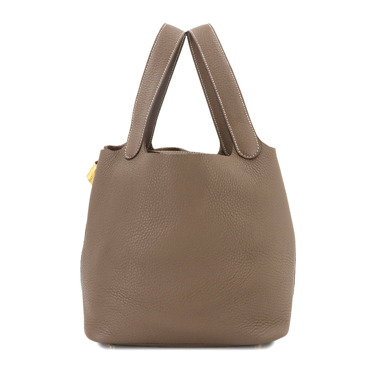 Picotin Lock MM Hand Bag Taurillon Clemence Etoupe Purse