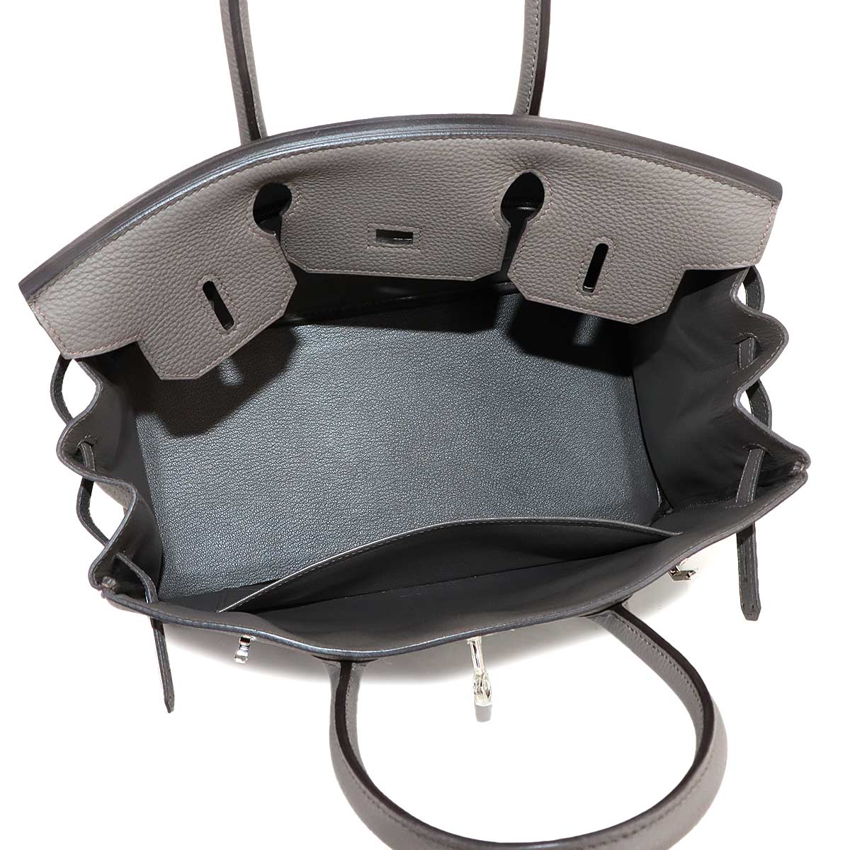Birkin 30 Veau Togo Etain Hand Bag Gray Purse