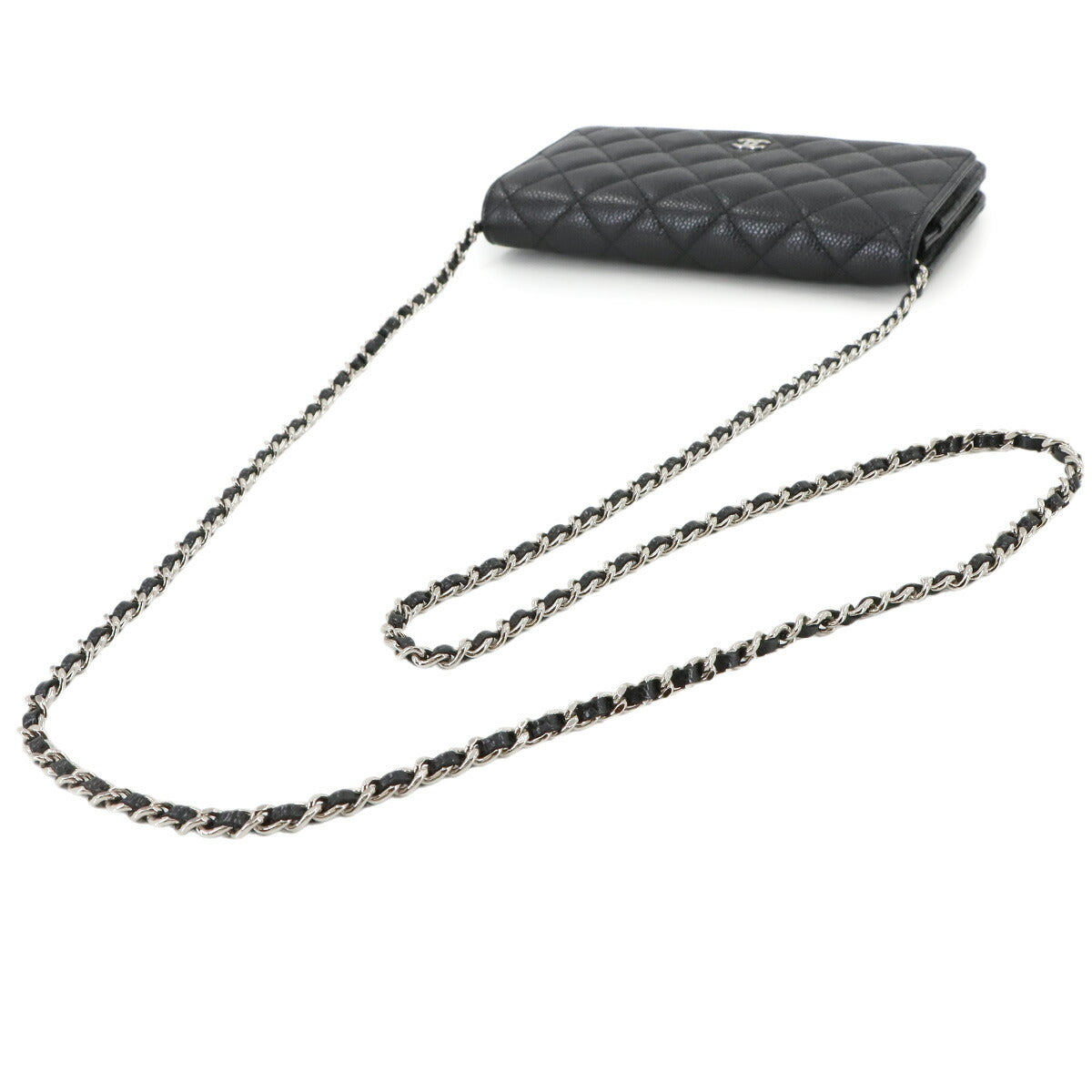 Matelasse Chain Wallet Leather Black AP3516