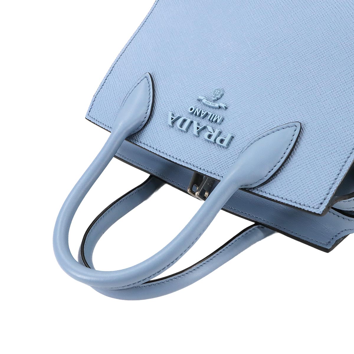 Monochrome Hand Shoulder Bag Saffiano Leather Blue 1BA269