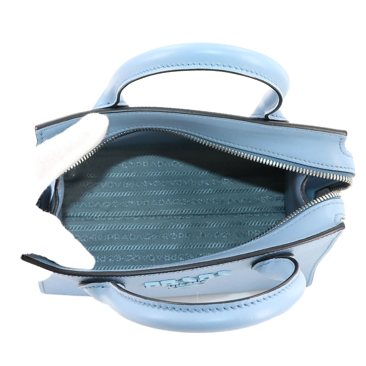 Monochrome Hand Shoulder Bag Saffiano Leather Blue 1BA269
