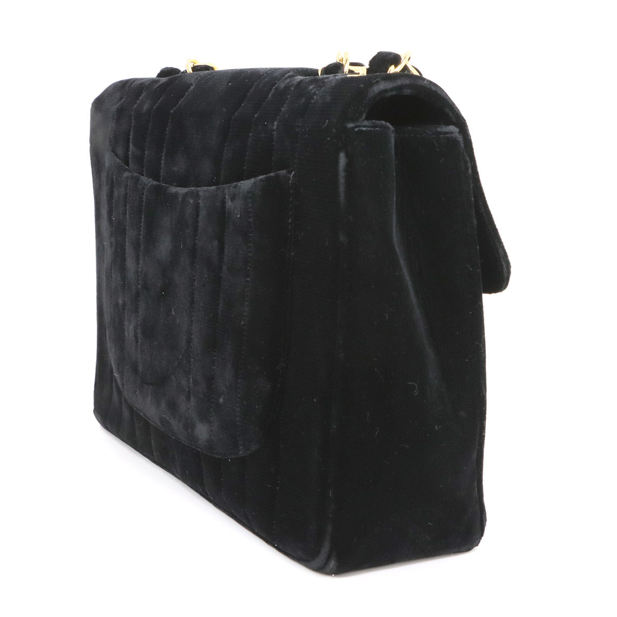 Mademoiselle Chain Shoulder Bag Velor Black Vintage