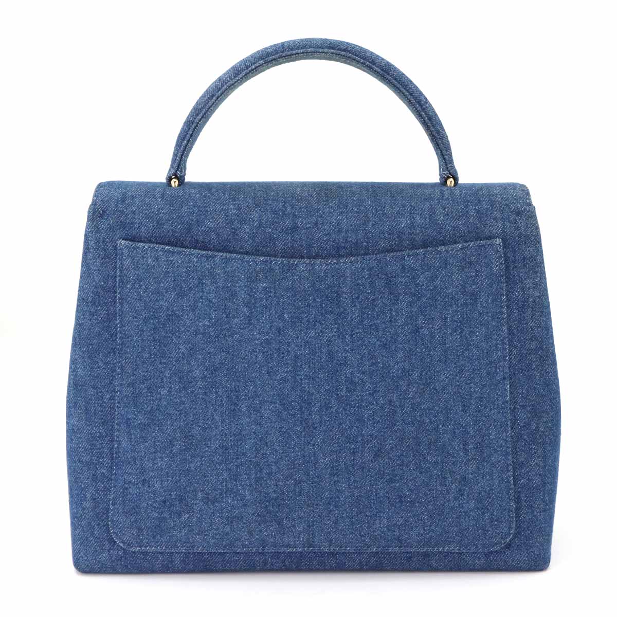 Hand Bag Denim Leather Blue Vintage Coco Logos Purse