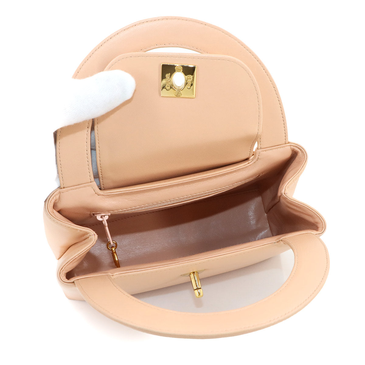 Hand Bag Leather Beige Vintage